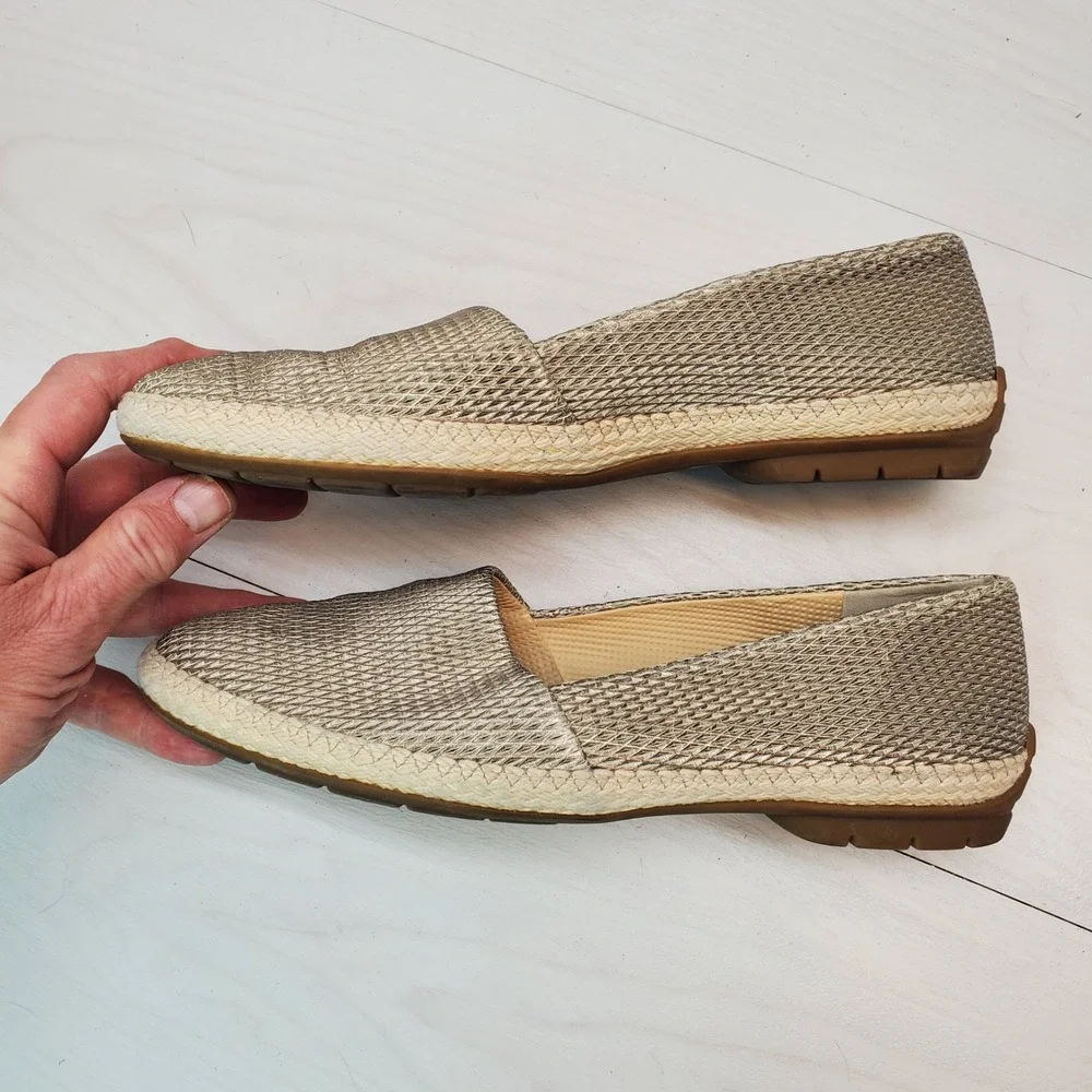 Paul Green Woven Leather Espadrille Flats Made in‎ Austria 6.5 Resort-Ready